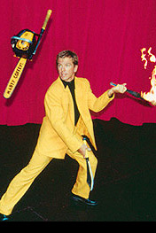 Marty, fire, knife and chainsaw